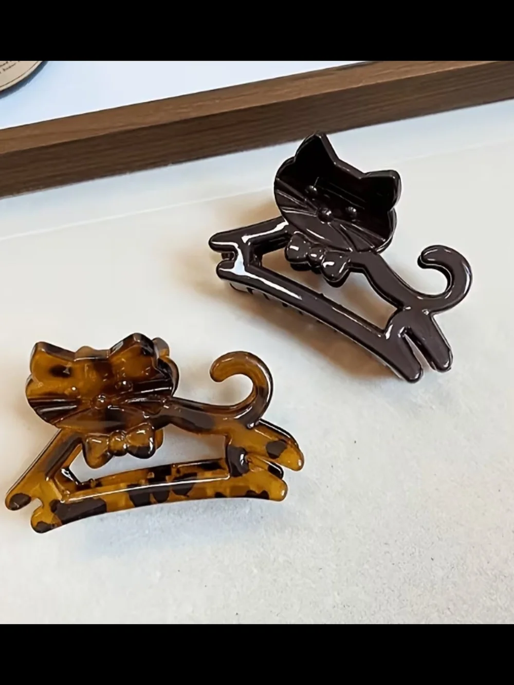 Cat-Shaped Hair Claw Clip for Pets & Humans - Black and Tortoiseshell SET OF 3